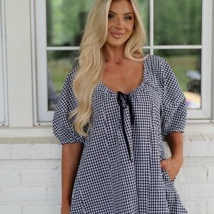 Olivaceous Black and White Gingham Jumpsuit